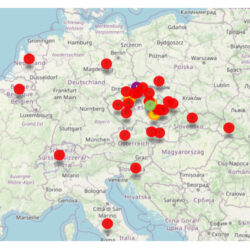 Il. 7 Mapa miejsc związanych z rekordem bibliograficznym, źródło: wizualizacja z serwisu literarybibliography.eu